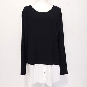 NEW!! Karl Lagerfeld Womens SIZE XL Black White Layered Blouse Top Waitress Host